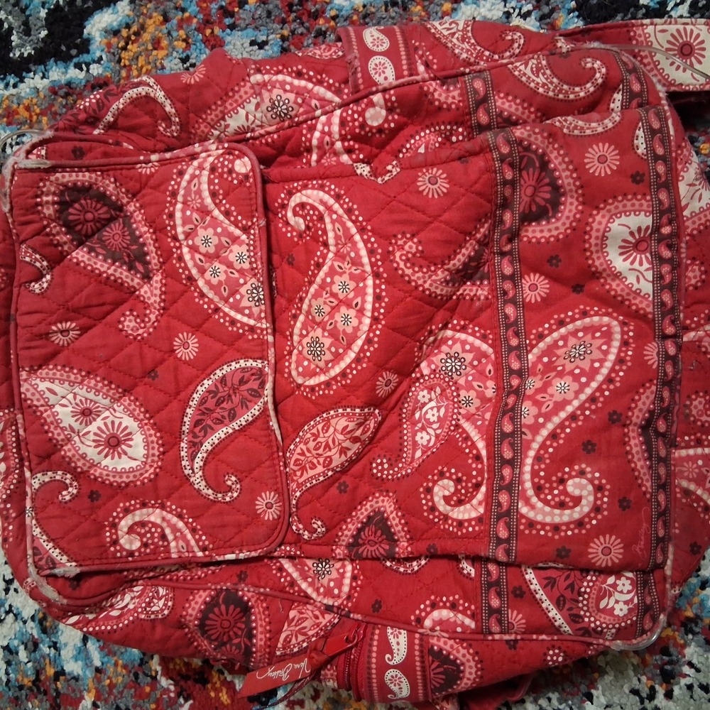Vera Bradley Red Paisley Quilted Backpack